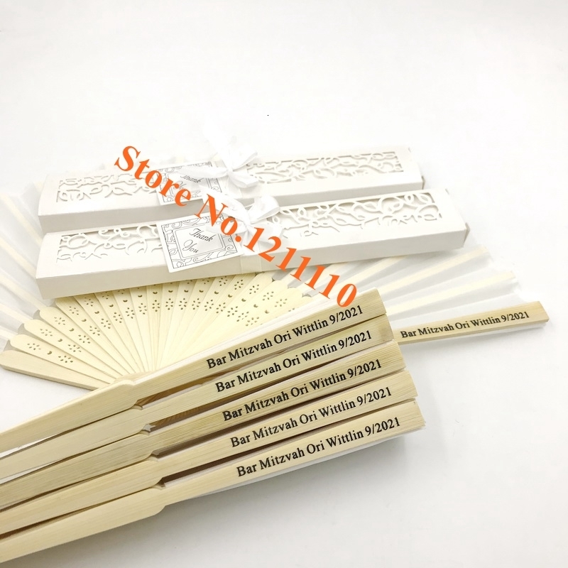 Party Favor 24/30PCS Custom Folding Fan Personalized Bride Groom's Name Date Silk Wedding Dance Hand with Gift Box Favors 230410
