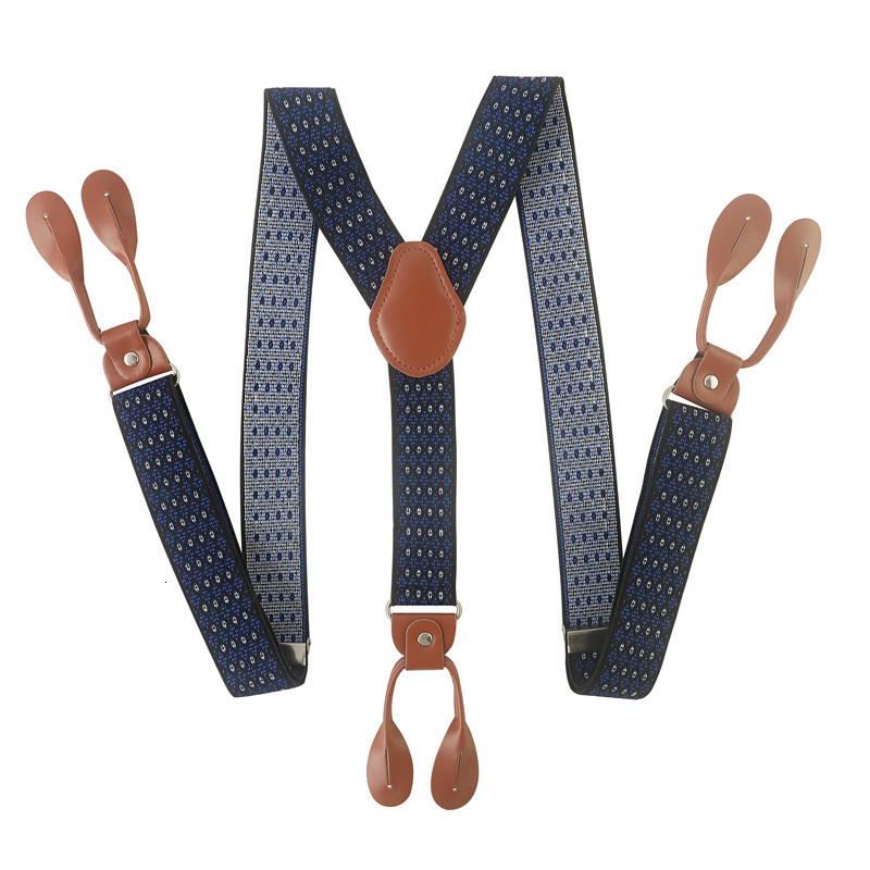Suspenders 35mm Width Suspenders For Men Brown PU Synthetic Leather Trimmed Button Y Back Men Fashion Suspenders Pant Braces Dad Gift 230411