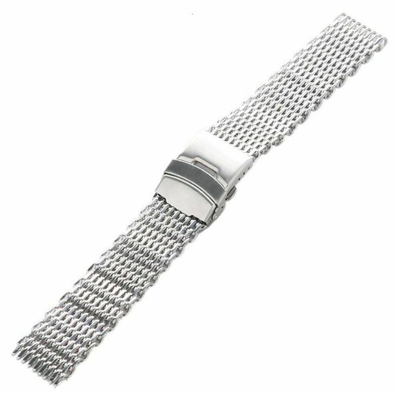 Watch Bands 18202224mm Steel Dive Shark Mesh for Milanese Watch Bracelet Strap Band Weaving Double Snap Strap 230411