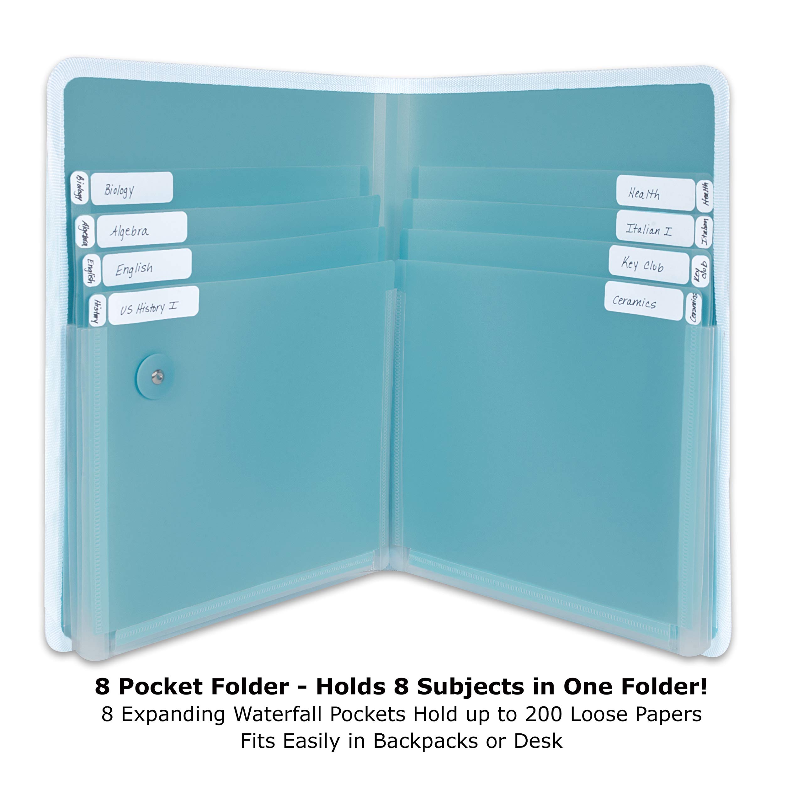 8 Pocket Folders, Multi Pocket Folder Perfect for School, Office and Project Organization, Expanding Folder Holds 200 Letter Size Papers