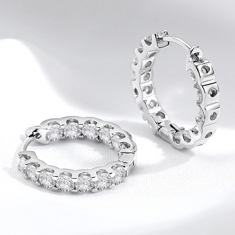 Hoop Huggie Smyoue 18k Plated Total 2.6CT Full Hoop Earring for Women Sparkling Wedding Party Earring 925 Sterling Silver Jewelry 230411