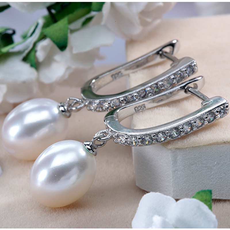 Dangle Chandelier Women Freshwater Pearl Earrings Zircon Fashion 925 Sterling Silver Drop Earring White Real Pearl Wedding Jewelry With Box 230410