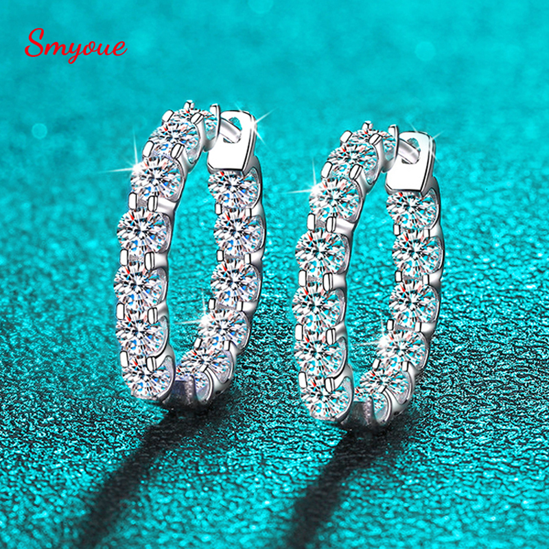 Hoop Huggie Smyoue 18k Plated Total 2.6CT Full Hoop Earring for Women Sparkling Wedding Party Earring 925 Sterling Silver Jewelry 230411