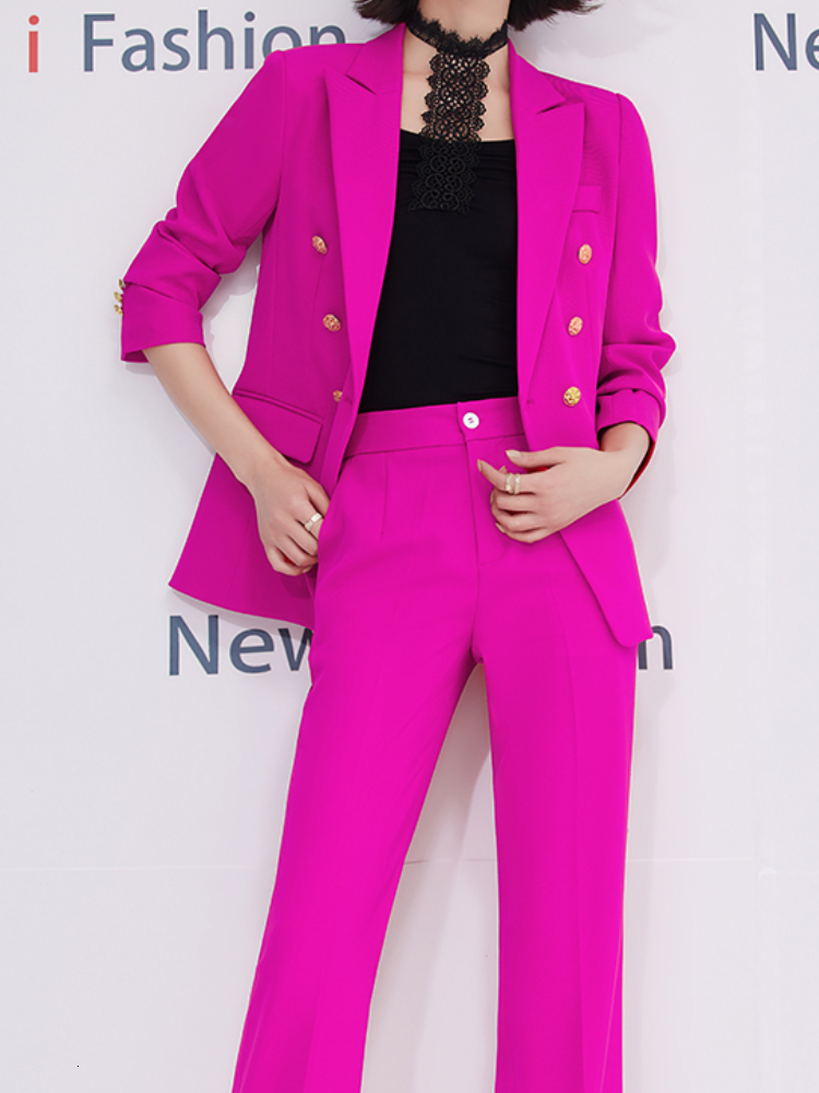 Women's Two Piece Pants Fashion Women Vintage Blazer Trousers Suit OL Elegant Solid Formal Jackets Straight Pantsuit Female Business 2 Pieces 230