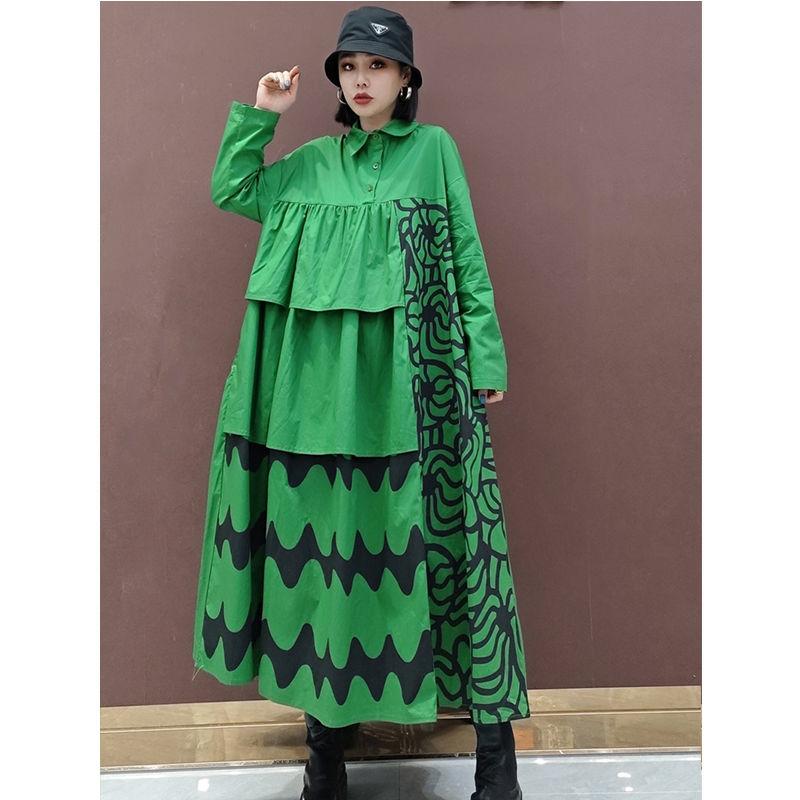 Casual Dresses Women Green Pattern Ruffled Oversized Shirt Dress Lapel Long Sleeve Loose Street Trend 2023 Spring Autumn Evening
Casual Dresses Women Green Pattern Ruffled Oversized Shirt Dress Lapel Long Sleeve Loose Street Trend 2023 Spring Autumn Evening