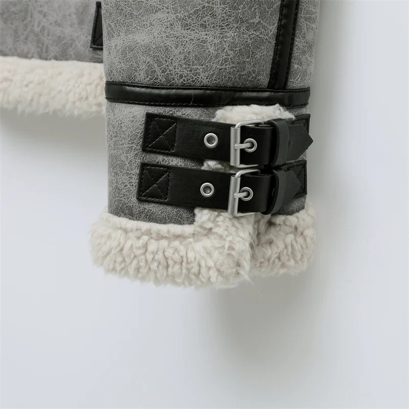 Men's Jackets RARF men's gray thick lapel fur one fleece double-sided jacket Warm men's motorcycle jacket top 231110