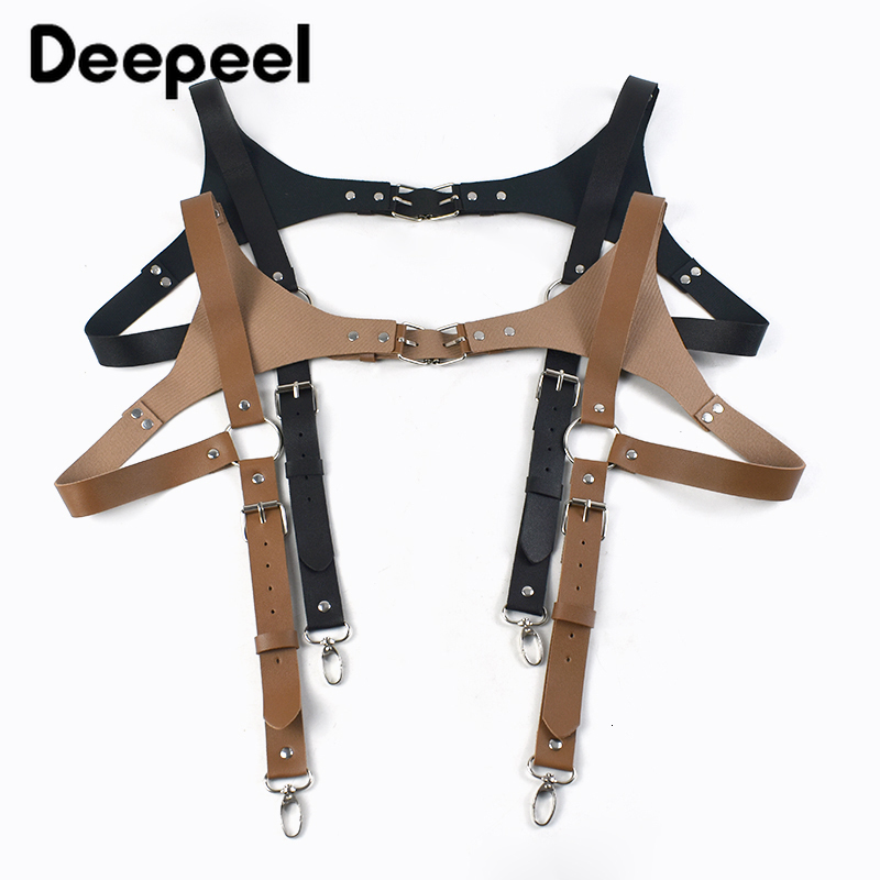 Suspenders Men's Suspenders Vintage Leather Straps Braces Suspender Men Harness Punk Chest Shoulder Belt Strap Fashion Apparel Accessories 230411
