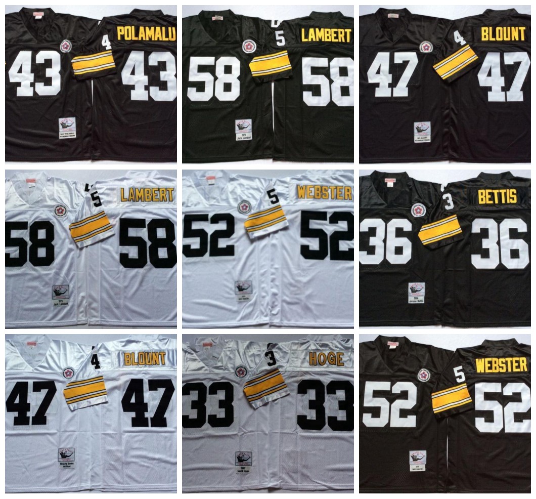 NCAA 75th Mitchell & Ness Vintage Football Jersey 36 Jerome Bettis Jerseys 43 Troy Polamalu 58 Jack Lambert 33 Merril Hoge 47 Mel Blount 52 Mike Webster Jersey Black, Same as picture
NCAA 75th Mitchell & Ness Vintage Football Jersey 36 Jerome Bettis Jerseys 43 Troy Polamalu 58 Jack Lambert 33 Merril Hoge 47 Mel Blount 52 Mike Webster Jersey Black, Same as picture