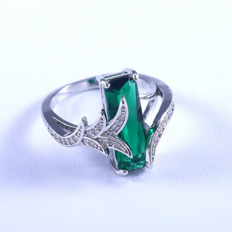 Band Rings Fashion Gorgeous Large Green Stone Women's Wedding Ring Noble Crystal Engagement Jewelry Gifts Classic Anniversary Jewelry P230411