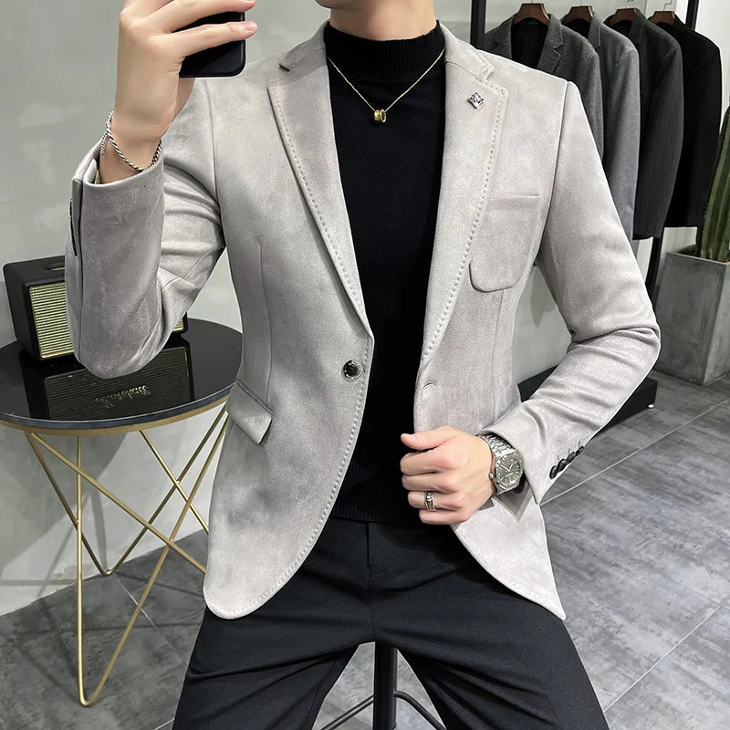 Men's Suits Blazers Hombre Suit Leather Jacket Men Terno Masculino Men Clothing Deerskin Leather Jacket Blazer Men Casual Slim Blazer 6 Color 231