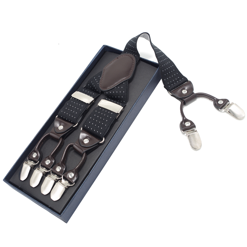 Suspenders Man's Suspenders Leather Casual Straps Yback Shape Men's Trousers Suspensorio Elastic Clipson Ceinture suspendue 3.5*120cm 230411