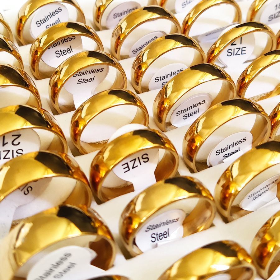 Cluster Rings 36pcslot High Polished Width 4mm 6mm 8mm Smooth Stainless Steel Rings For Men Women Simple Gold Plate Wedding Jewelry 230411