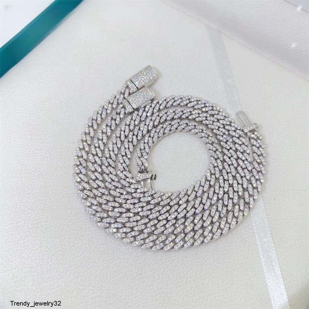designer necklace for men and women hip hop hot new thin 6mm vvs dia moissanite sterg sier cuban k chain fashion jewelry