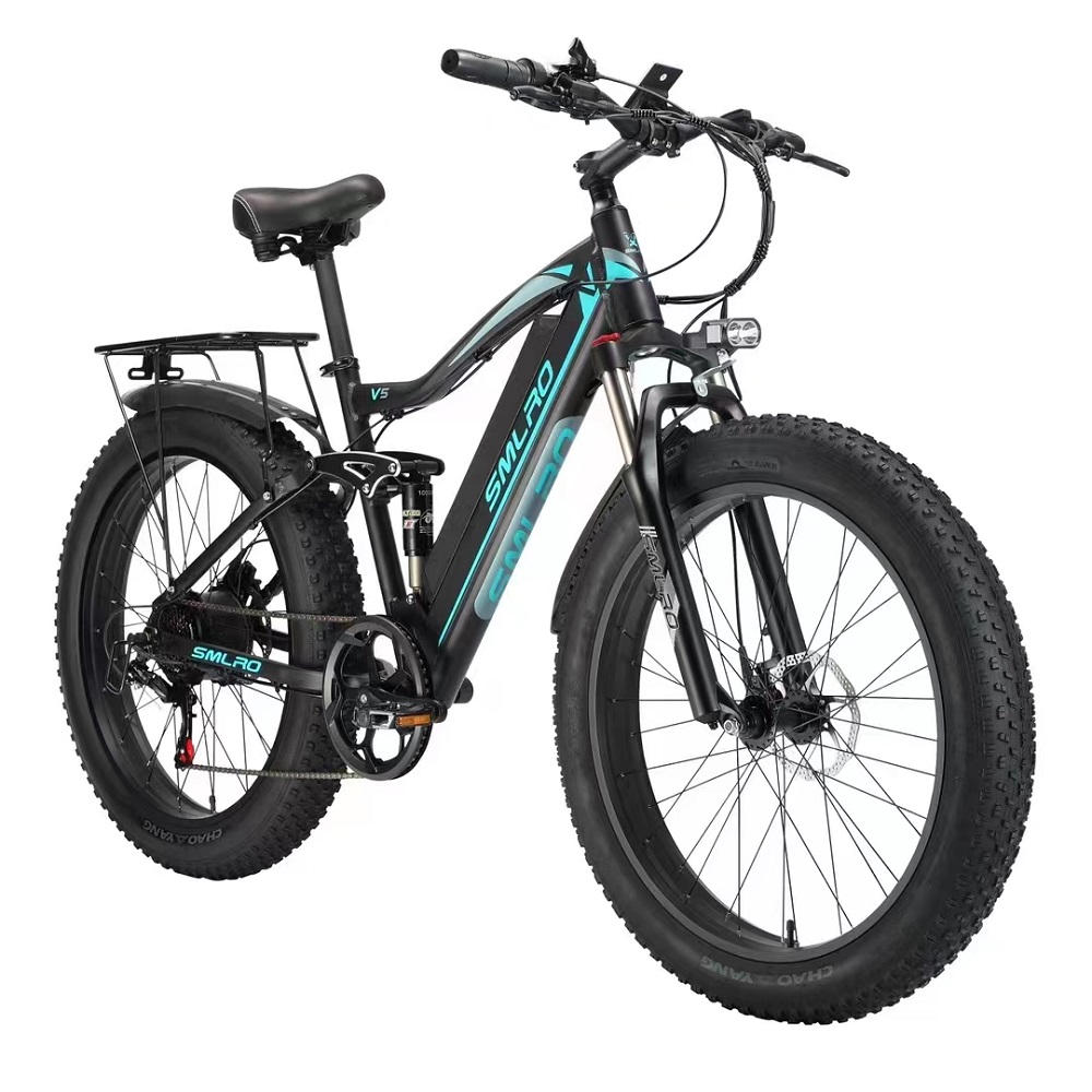 SMLRO V5 26 Inch 4.0 Fat Tire Electric Bike Hidden Battery Full Suspension 48V13AN1000W Electric Bicycle 7 Speeds