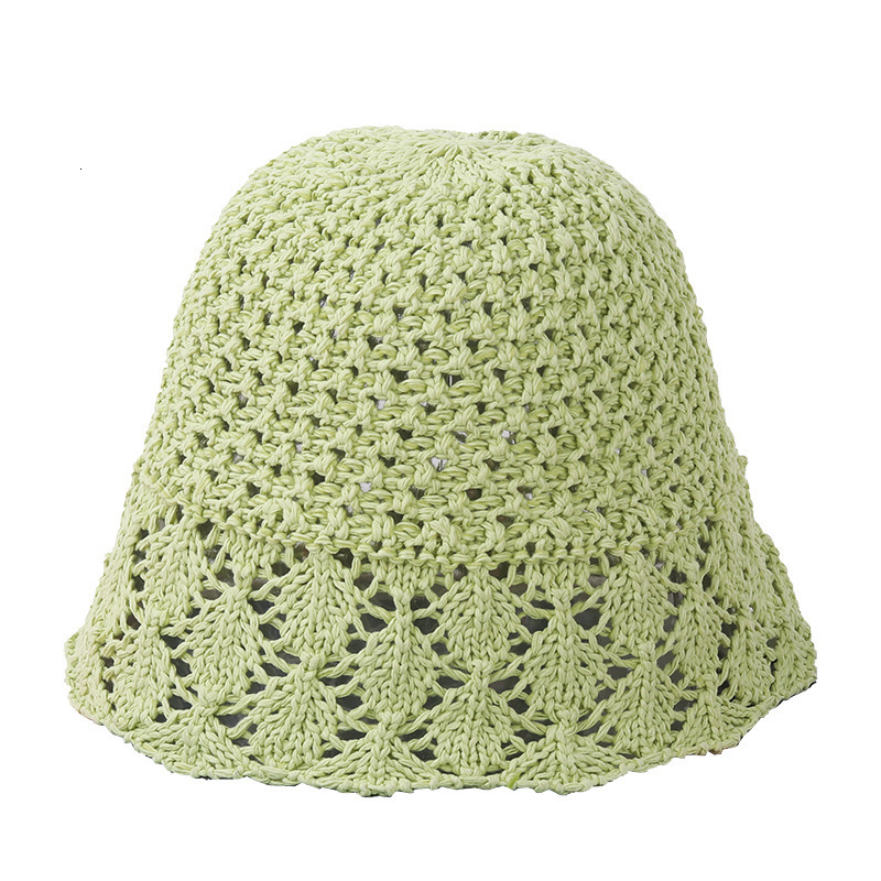 Stingy Brim Hats Women Summer Crochet Hollow Bucket Hat Sunscreen Breathable Japanese Fashion Sun Cap Outdoor Straw Panama Hat 230411