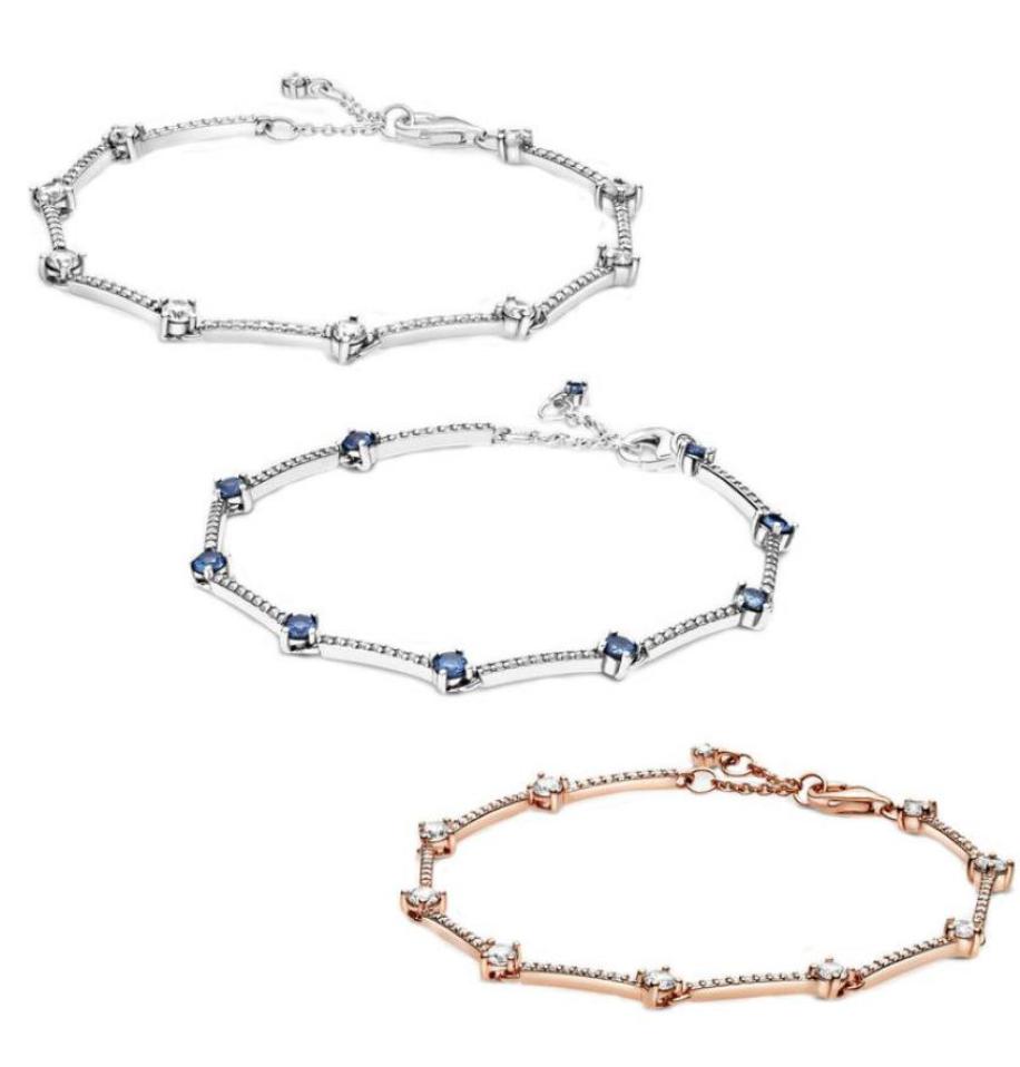 925 Sterling Silver sparkling star Charms diamond Bracelets with box Fit European girl lady Beads Jewelry Bangle Real Bracelet for Women