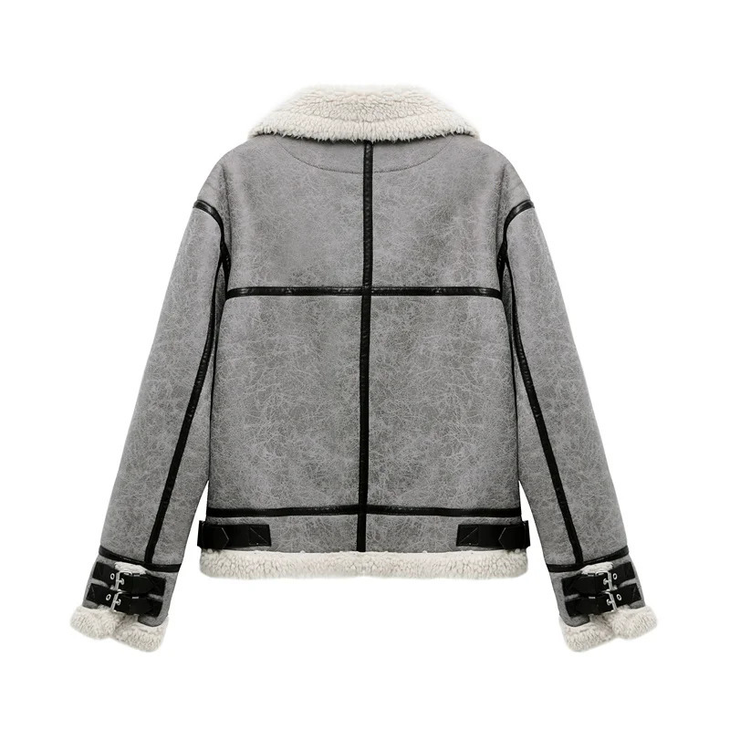 Men's Jackets RARF men's gray thick lapel fur one fleece double-sided jacket Warm men's motorcycle jacket top 231110