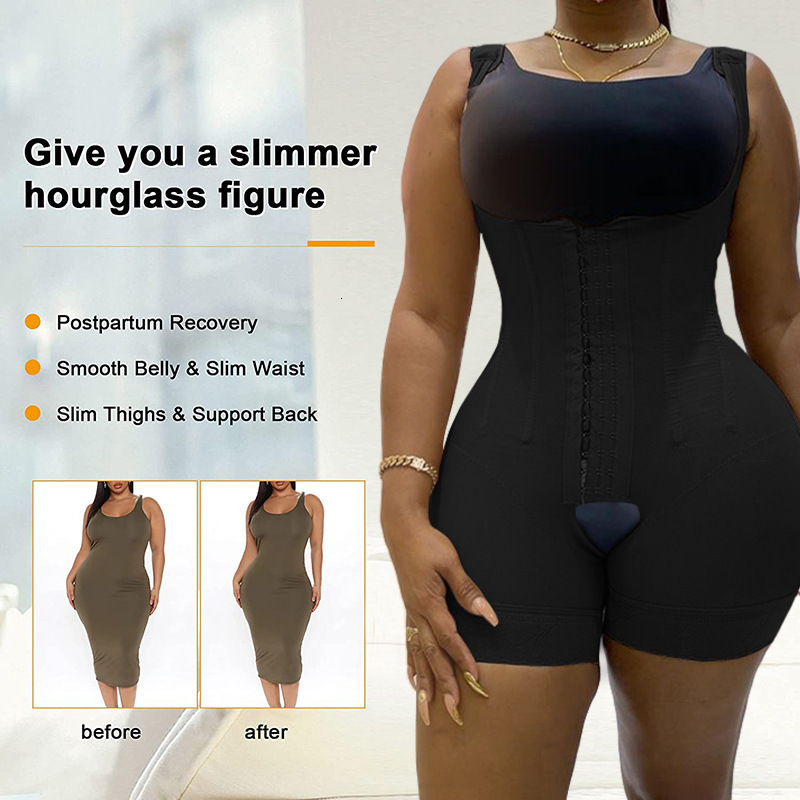 Waist Tummy Shaper Fajas Colombianas Reductoras Shapewear Bodysuit Hook Eye Closure Tummy Control Adjustable Crotch Open Bust Gaine Amincissante 23041