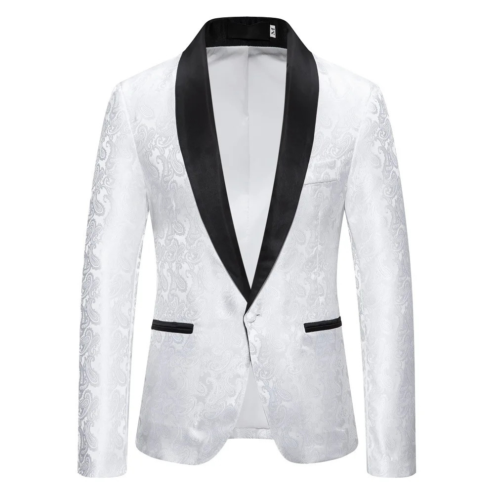 Men's Suits Blazers Red Cashew Flower Blazer Jacket Men's Wedding Party Dress Jacket White Blue Black Blazers S M L XL XXL 231110