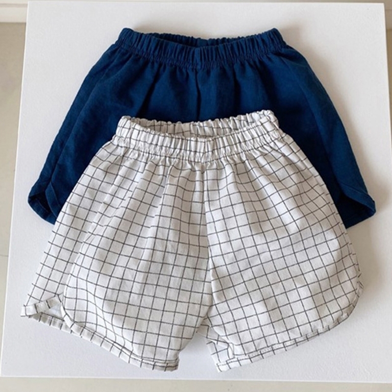 Shorts 100 Cotton Kids Summer Korean Style Thin Boys And Girls Baby Casual Dot Plaid Short Pants Children s Clothing WTP36 230411