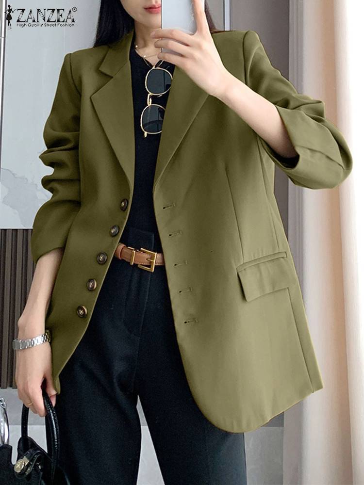 Women's Suits Blazers Oversized Women Long Sleeve Blazer Top Casual Spring Autumn Fashion Office Lady Outwear ZANZEA 2023 Solid Coats Work Wears 