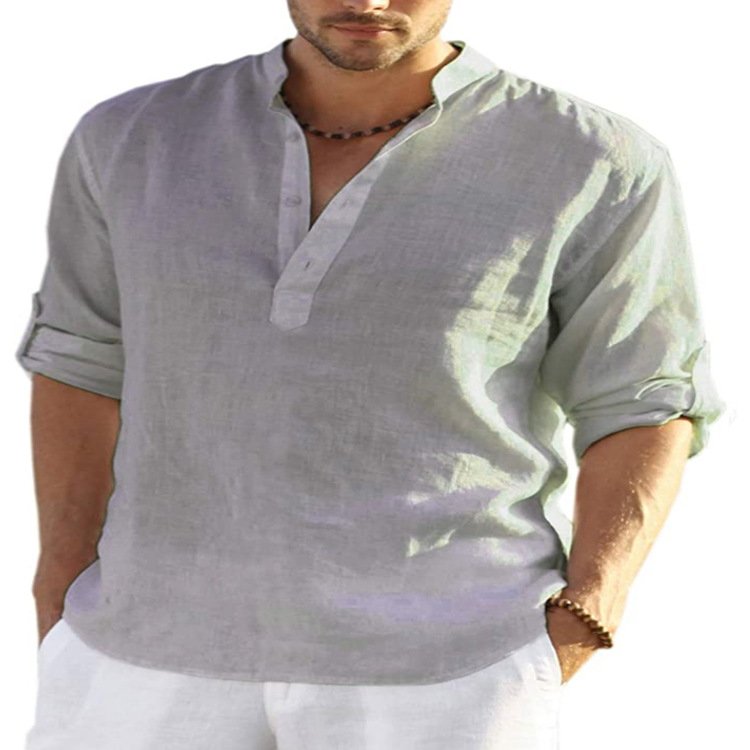 Mens shirt Men's Casual Blouse Cotton Linen Shirt Loose Tops Long Sleeve Tee Shirt Spring Autumn Casual Handsome Men's Shirts
