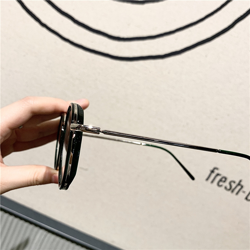 Sunglasses Frames Imwete Fashion Big Round Glasses Frame Men Women Metal Glasses Frames Vintage Optical Eyeglasses Black White Spectacles 230411