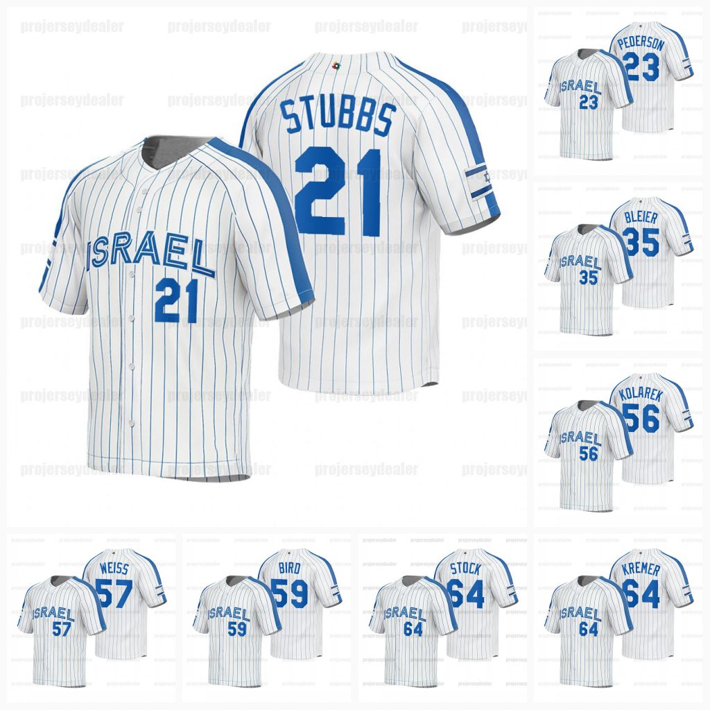 Team Israel 2023 World Baseball Classic Jersey WBC Garrett Stubbs Joc Pederson Alex Dickerson Danny Valencia Matt Mervis Noah Mendlinger Garrett Stubbs Zack Weiss