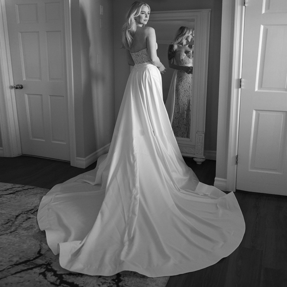 Lace Vintage Full Mermaid Wedding Dresses With Detachable Train Sweetheart Satin Overskirt Robe De Mariages