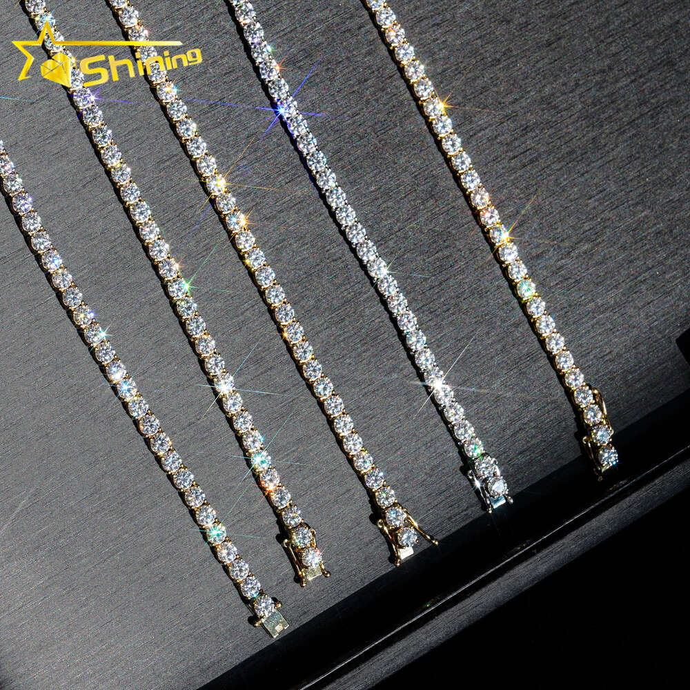 Necklace Tennis Chain moissanite chain GRA Certificated 10K 14K Real Solid Gold 3MM 4MM Jewelry Necklace For Men Women