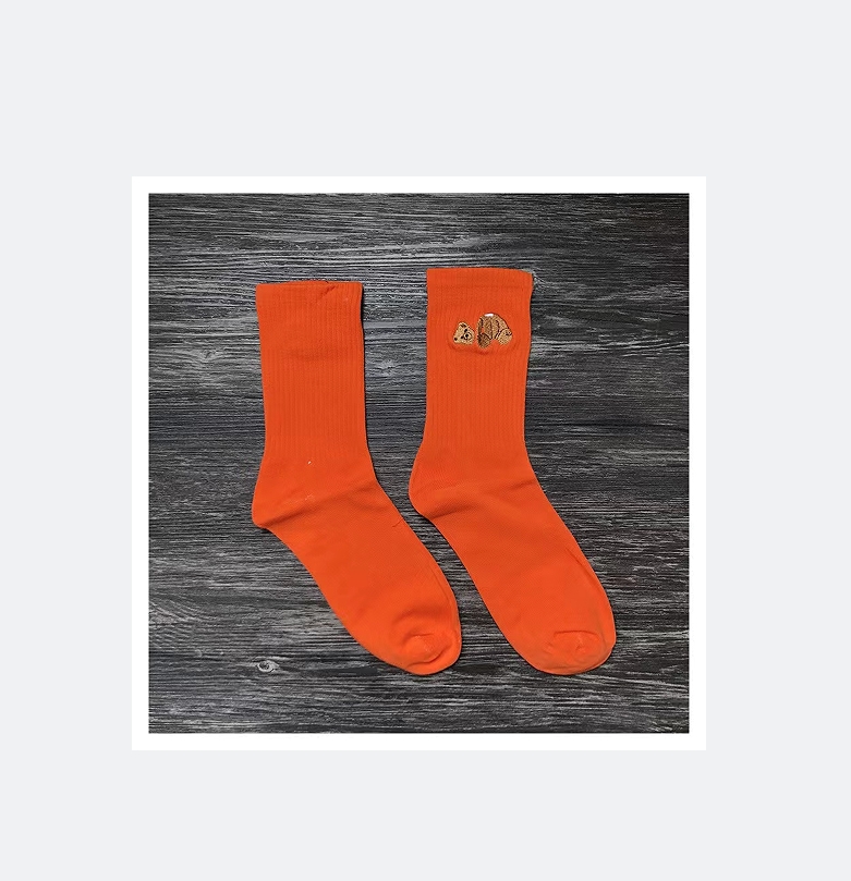 Men's Socks Severed Bear Embroidery Cylinder Pure Cotton Men's Socks Women's Socks Sports Casual Socks