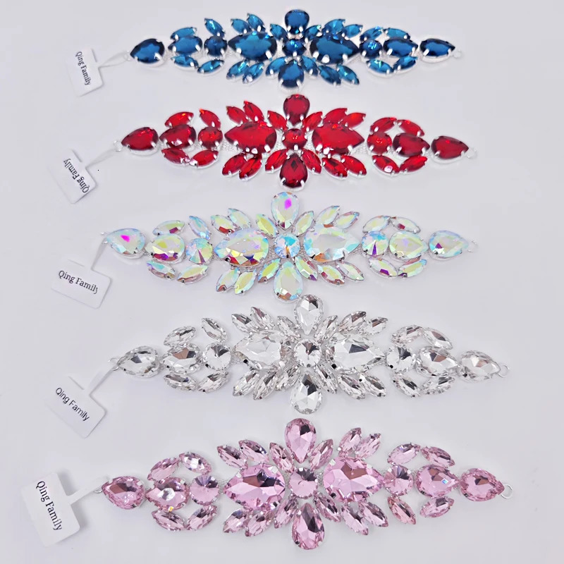 Chokers Qing Family 1pcs Crystal AB Sew On s Applique waterdrop Bottom Glitter Flatback Sewing DIY Wedding Dress Accessories 231110