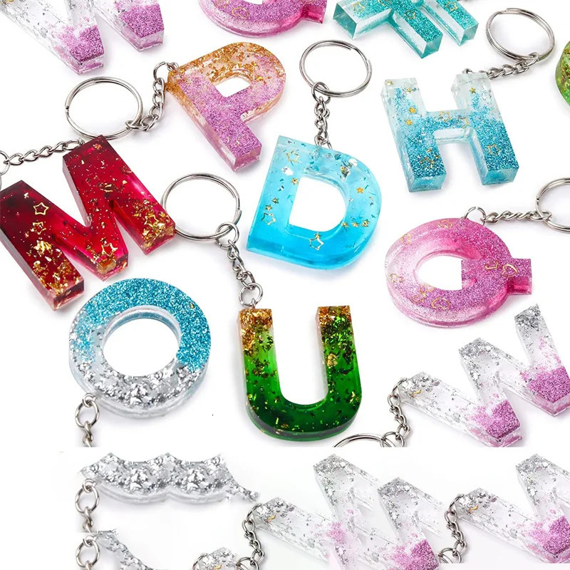 Jewelry Boxes Alphabet Resin Mold Kit Letter Silicone Casting Keychain Making DIY Epoxy Supplies Accessories 231110