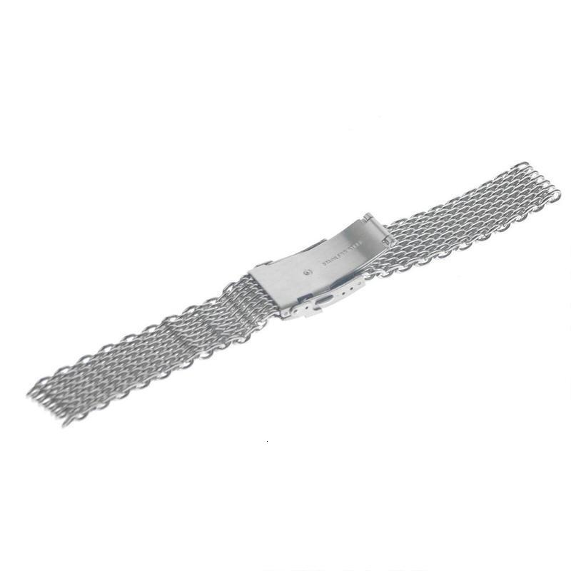 Watch Bands 18202224mm Steel Dive Shark Mesh for Milanese Watch Bracelet Strap Band Weaving Double Snap Strap 230411