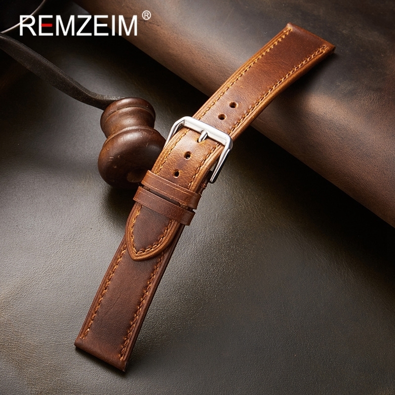 Watch Bands Retro Genuine Leather Strap Oil Wax Discoloration Cowhide Leather Watchband 1819 20 2122mm High Quality Business Watch Band 230411