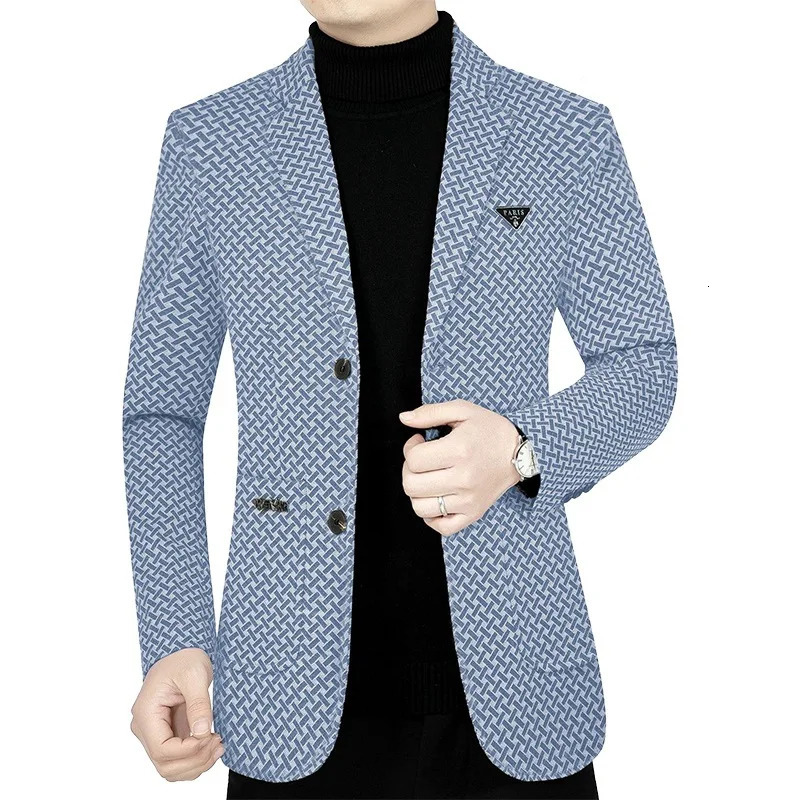 Men's Suits Blazers Men Business Casual Blazers Jackets Male Checkered Suits Coats High Quality Man Spring Slim Blazers Jackets Coats Size 4XL 23