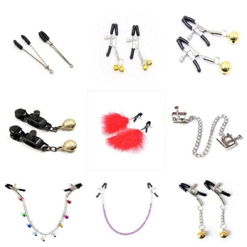 Adult Toys 1 Pair Metal Bondage Nipple Clamps Chain Clips Labia Slave BDSM Women Sex Games Breast Clover 230411
