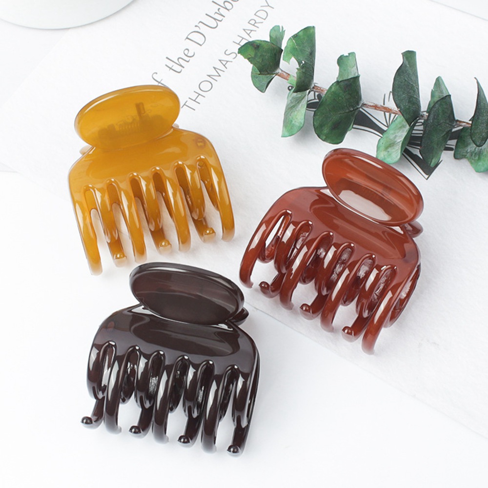 Korean Solid Coloir Ribbon Small Hair Claw Elegant Acrylic Hairpins Barrette Crab Hair Clips for Women Girls Headwear Hair Accessories 2061