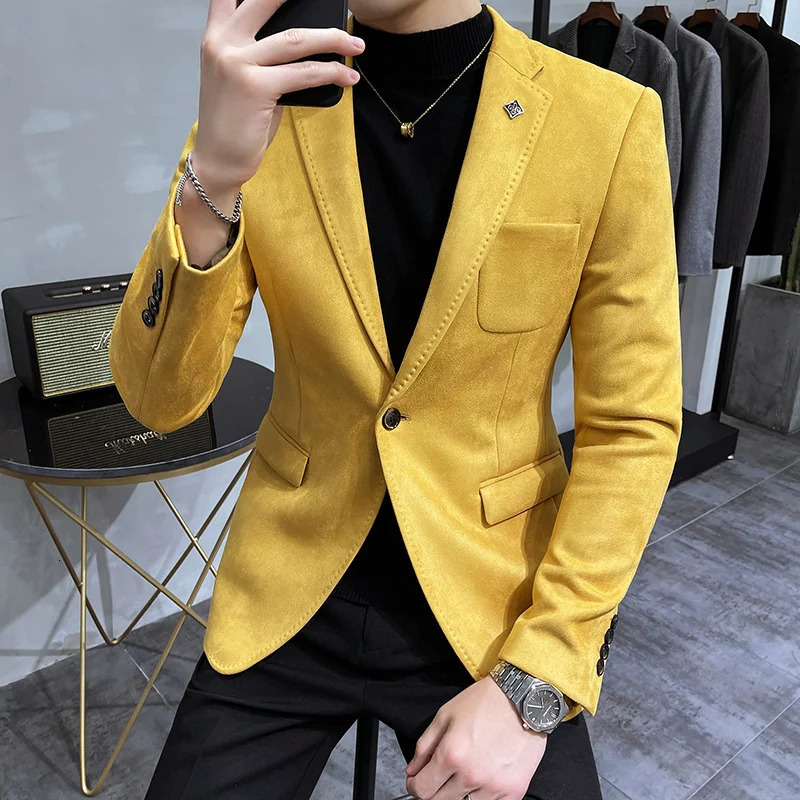 Men's Suits Blazers Hombre Suit Leather Jacket Men Terno Masculino Men Clothing Deerskin Leather Jacket Blazer Men Casual Slim Blazer 6 Color 231