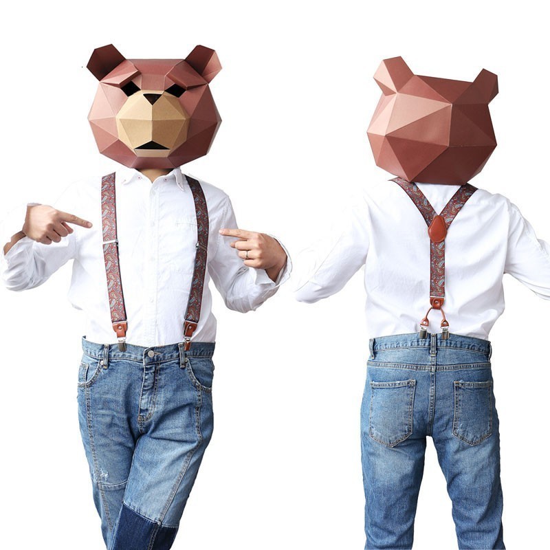 Suspenders 4 Clips Fashion Suspenders Leather Alloy Braces Male Unisex Vintage Casual Leather Suspensorio Trousers Strap Husband's Gift 230411