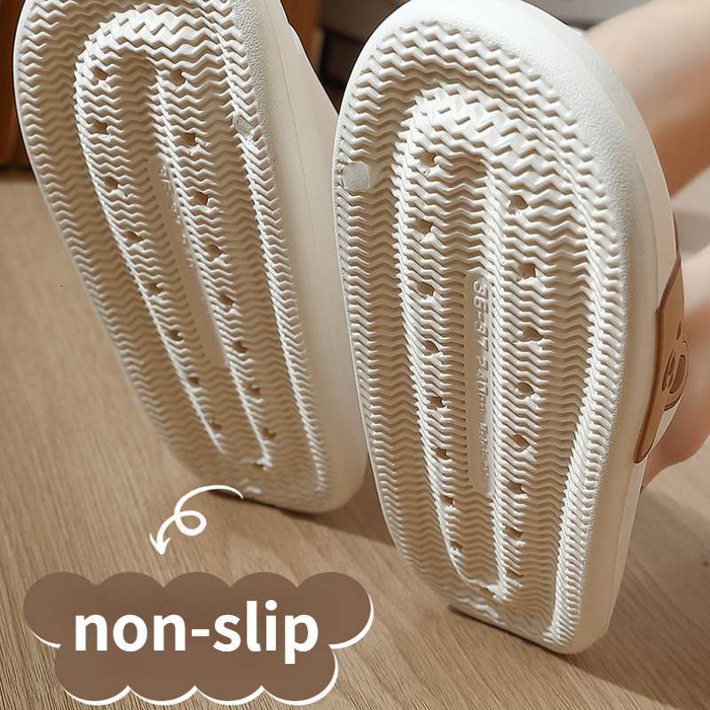 Slippers Summer Women Men's Slippers Indoor Bath Thick Platform Non-slip Home Shoes Cartoon Flip Flops Bear Beach Sandals Ladies Slides 230410