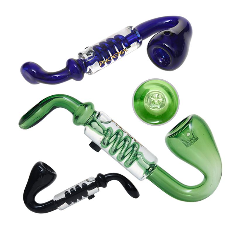 Phoenix Star 7.2 Inches Sherlock Freezable Coil Pipe Glass Pipes With Glycerin Coil Thick Glass Smoking Pipes 5-hole Glass Filter Screen