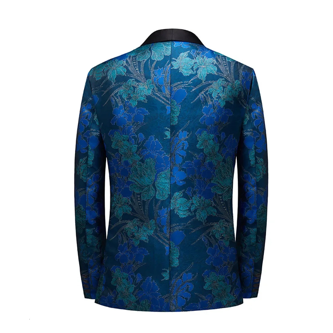 Men's Suits Blazers Mens Vintage Blue Floral Tuxedo Suit Jacket One Button Stylish Jacquard Prom Dinner Jacket Men Blazers Party Wedding Costume 