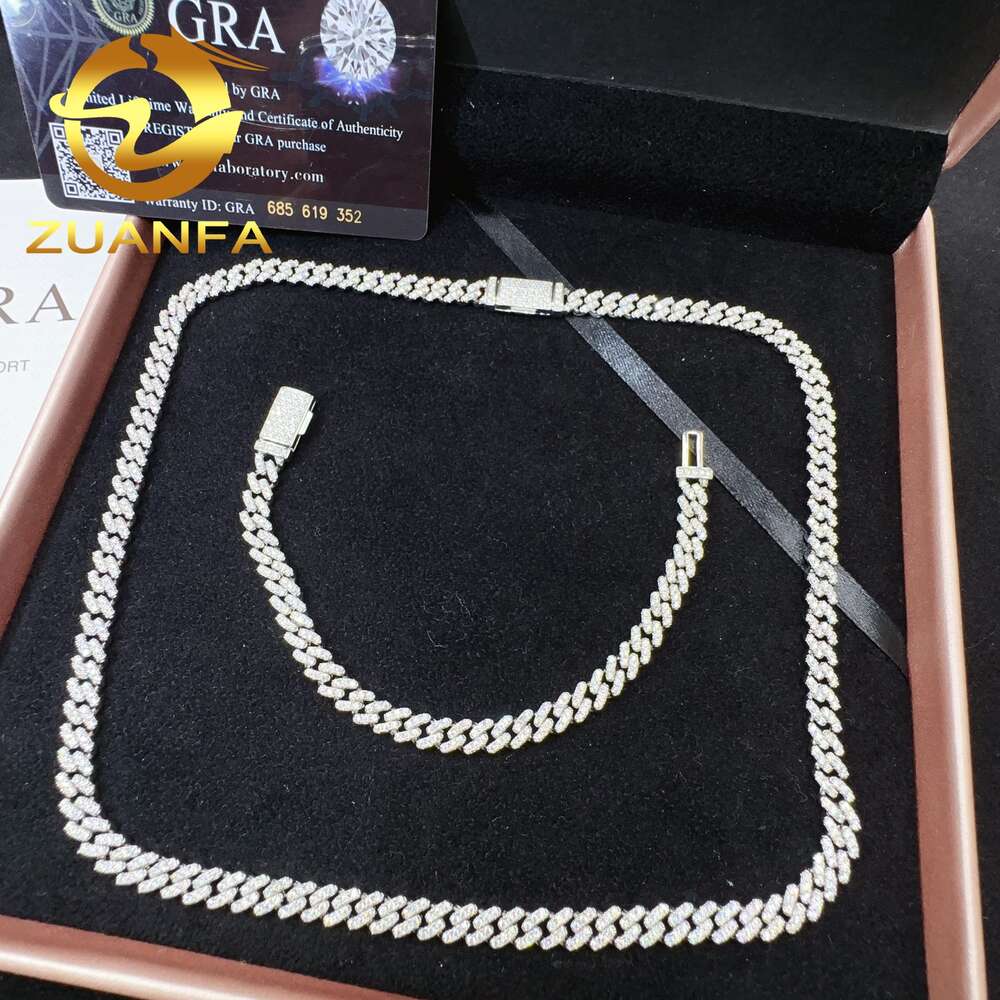 necklace moissanite chain925 sterling silver wholesale price iced out vvs moissanite diamond jewelry hip hop cuban link chain