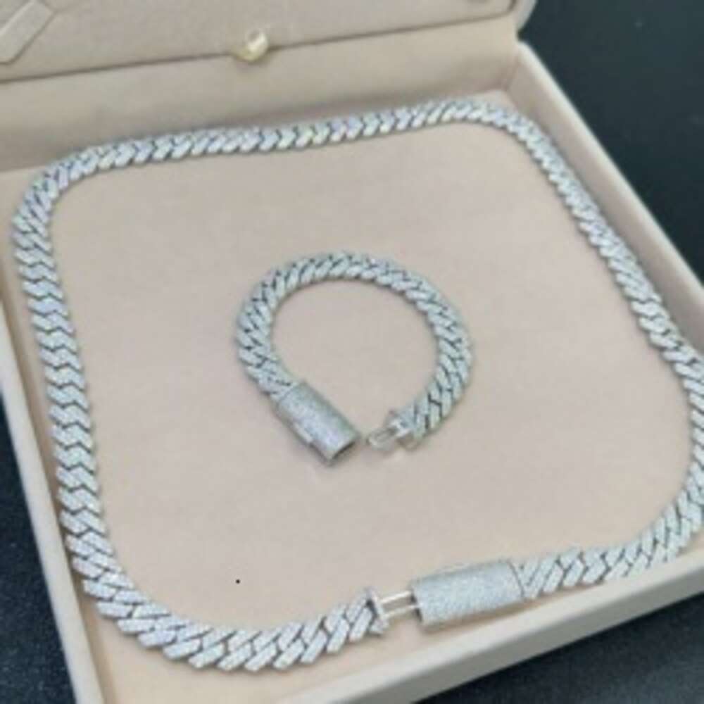 pendant necklaces designer for men Fine jewelry pass diamond tester iced out Miami chain necklace 925 Sterling Silver 14mm cuban link chain moissanite