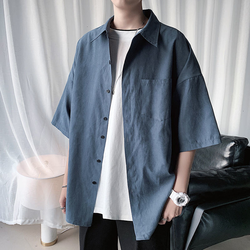 Men's Casual Shirts Hybskr Large Solid Men's Shirt Short Sleeve Pocket Summer Top Classic Top Fashion Men's Cardigan 230412