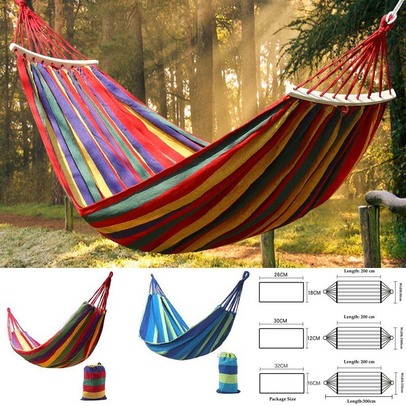 Hammocks Outdoor Canvas Hammock Portable Thickened Anti-Rollover 2 Persons Striped Hammock Garden Travel Camping Hanging Swing Hammock 230412
Hammocks Outdoor Canvas Hammock Portable Thickened Anti-Rollover 2 Persons Striped Hammock Garden Travel Camping Hanging Swing Hammock 230412