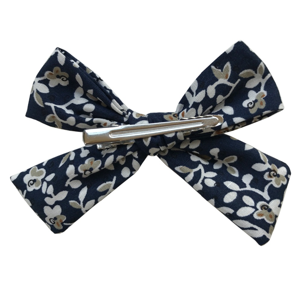 4 inches Hand Tied Cotton Linen Hair Bow Clips, Baby Girls Fabric Bow nylon Headbands, Baby shower gift