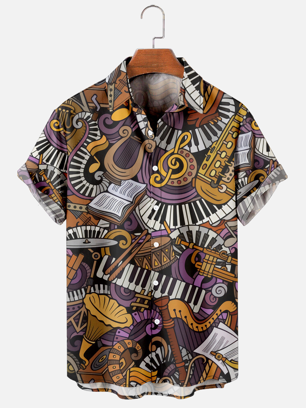 Men's Casual Shirts Men's and Women's Octopus Shirts Hawaiian Style Horn Print Short Sleeve Top Casual Holiday Party Holiday Clothing 2