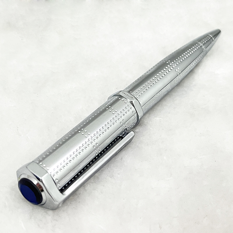 Wholesale Pens Classic Octagon Ballpoint Pen Sier Golden Clip with Serial Number Writing Smooth 230412